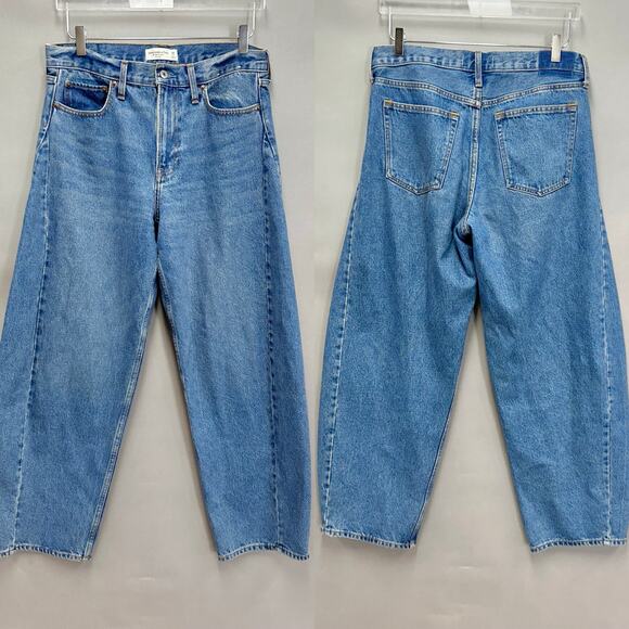 Abercrombie & Fitch Heavyweight Rigid Mid Rise Barrel Jean Medium Wash Sz 8/29 - Picture 5 of 16